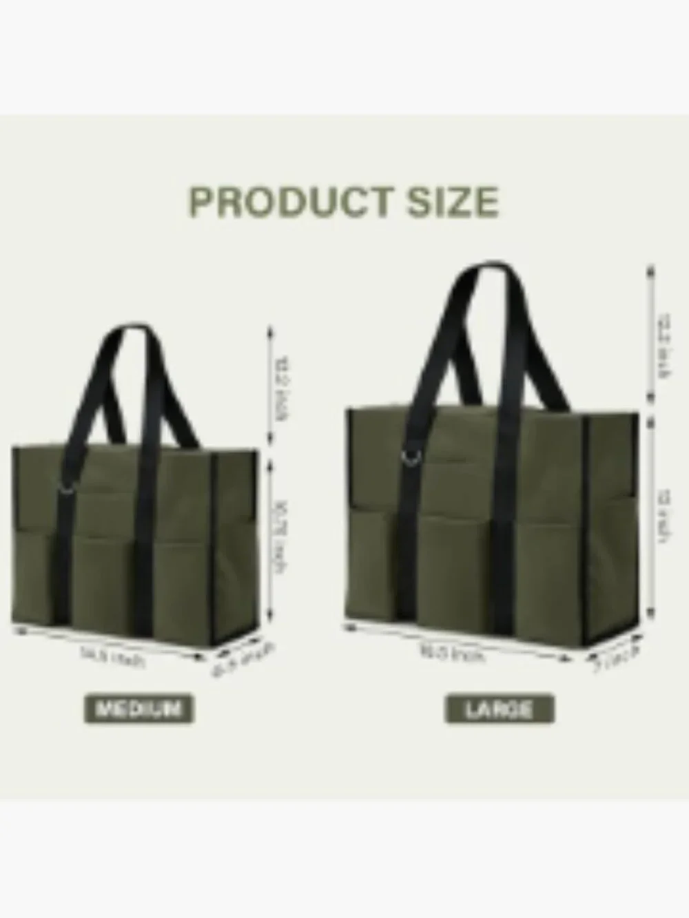 Large Waterproof Tote Bag for Women 12 Pockets Top Zipper Closure Work Nurse